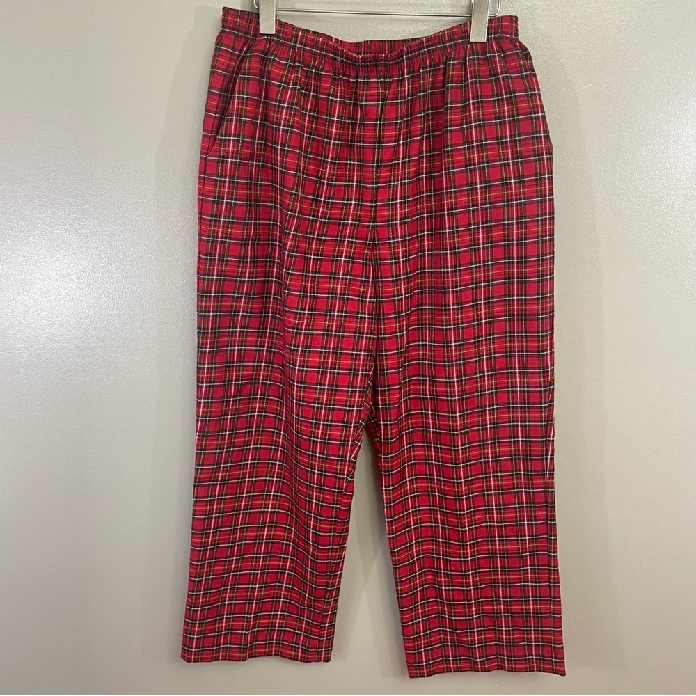 Alfred Dunner Red plaid pants Size 16 Petite holiday Christmas tarleton